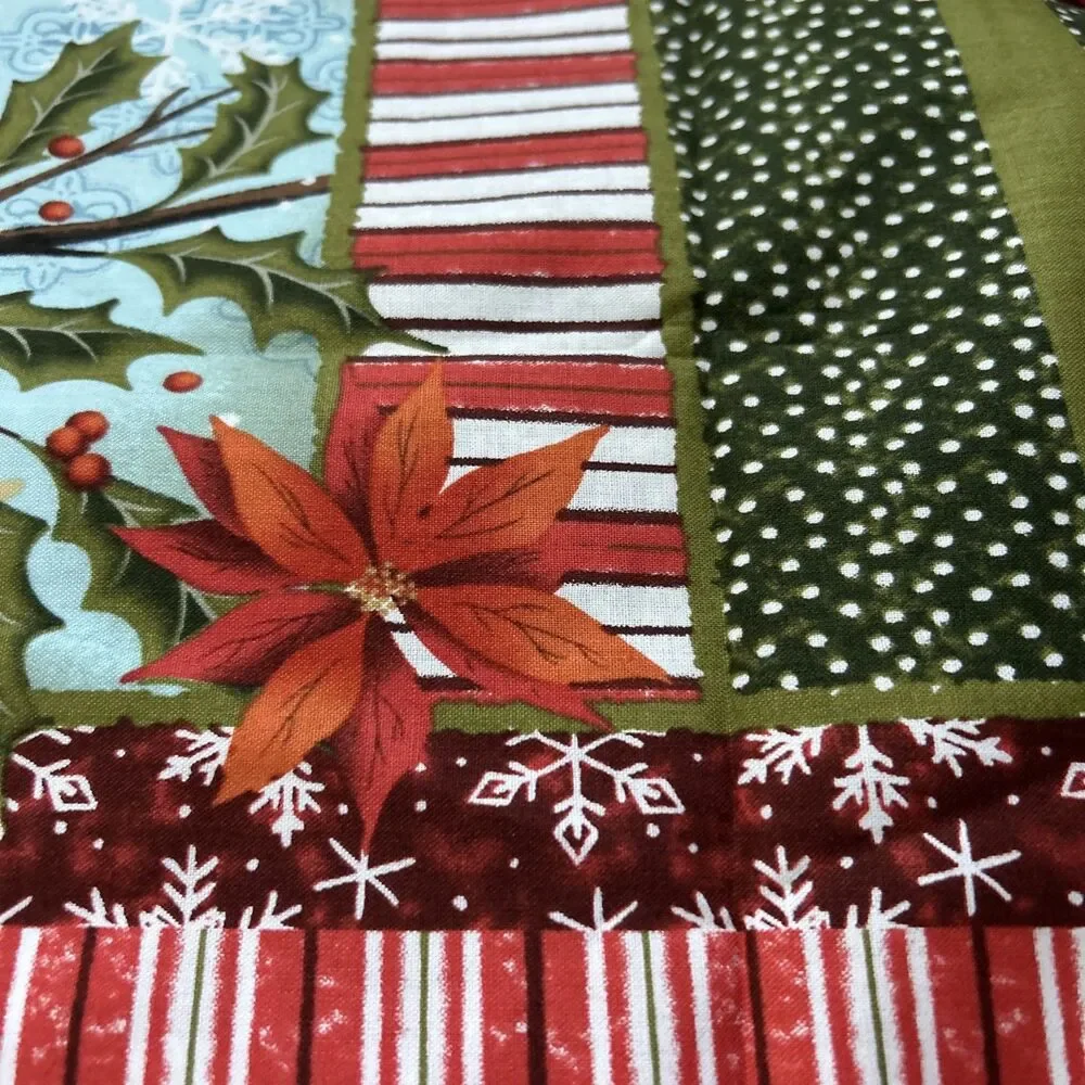 JoAnn Fabric Panel Winter Birds Blocks Squares Cotton Quilting Home Decor 3 Yd